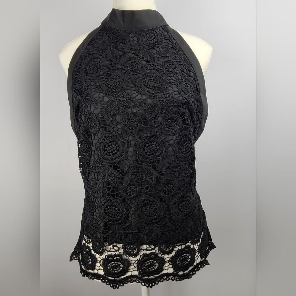 LUVYLE halter tie crochet w/ lining Top Y2K whimsigoth chic neutral Neutral sz L